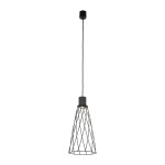 Lampa wisząca Modesto D19 w kolorze czarnym z jedną oprawą GU10. Posiada metalowy klosz w kształcie stożka z siatkowym wzorem. Zawieszona na cienkim przewodzie, montowana do sufitu. Idealna do nowoczesnych wnętrz.
