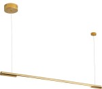 Lampa wisząca Organic 100 w kolorze złotym, przymocowana do sufitu na cienkim kabelku. Posiada prostokątny, smukły korpus z jedną diodą LED o mocy 16W, zawieszona w pozycji poziomej. Tło białe, co podkreśla elegancki wygląd lampy.
