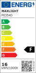 Lampa wisząca Organic 100 w kolorze czarnym, z jednym źródłem światła LED o mocy 16W. Widoczny jest etykieta energetyczna z oznaczeniem F oraz logo producenta Maxlight.