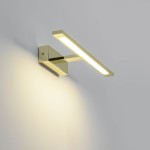 Kinkiet LED Isla IP44 w kolorze złotym, o prostokątnym kształcie. Montowany na ścianie, z cienką, poziomą lampą emitującą ciepłe światło. Wykończenie błyszczące, minimalistyczny design. Idealny do nowoczesnych wnętrz.