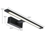 Kinkiet LED Isla IP44 w kolorze czarnym, o wymiarach 410 mm długości, 140 mm wysokości i 30 mm szerokości. Posiada prostokątną, matową obudowę oraz wbudowane oświetlenie. Ujęcie z boku, ukazujące szczegóły konstrukcji.