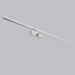 Kinkiet LED Isla IP44 w kolorze chromu, o prostokątnym kształcie, z montażem na ścianie. Długość 96 cm, z regulacją temperatury barwowej. Zestawiony na jednolitym tle, ukazuje minimalistyczny design oraz nowoczesną estetykę.