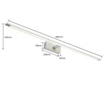 Kinkiet LED Isla IP44 o długości 960 mm i wysokości 140 mm, w kolorze chromu, z prostokątnym uchwytem. Oświetlenie ma nowoczesny, minimalistyczny design. Widoczne wymiary to 50 mm szerokości i 30 mm głębokości.