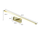 Kinkiet LED Isla IP44 w kolorze złotym, o wymiarach 620 mm długości, 140 mm wysokości, 50 mm szerokości, z prostokątnym, minimalistycznym designem i wbudowanym źródłem światła. Montaż na ścianie.