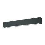 Czarna lampa sufitowa LED Ibros IP44 o wymiarach L63 cm i mocy 18W, prostokątna, z matowym wykończeniem. Produkt zamontowany w pozycji poziomej, z widocznym białym kloszem LED, idealny do wnętrz i na zewnątrz.