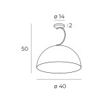 Lampa wisząca Twenty 1xE27 w kolorze czarnym i złotym. Okrągły klosz o średnicy 40 cm, zawieszony na cienkim przewodzie, z mocowaniem sufitowym. Wysokość 50 cm, elegancki design, idealna do nowoczesnych wnętrz.