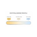Lampa wisząca LED Ibros w kolorze białym z regulacją barwy światła (3000K, 4000K, 6000K). Wyświetla trzy odcienie: ciepły, neutralny i zimny biały, z czytelnym napisem DOSTOSUJ BARWĘ ŚWIATŁA na tle. Prosty, nowoczesny design.