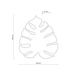 Beżowy kinkiet Monstera XL o kształcie liścia, z wymiarami 540 mm wysokości i 490 mm szerokości. Grubość wynosi 45 mm. Przeznaczony do montażu z żarówkami G9, idealny do nowoczesnych wnętrz.