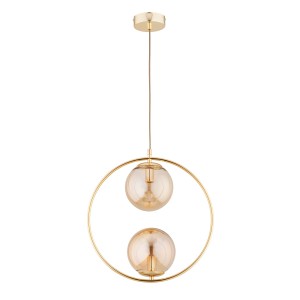 Adino lampa wisząca 2xE14 złota/bursztynowy 62435