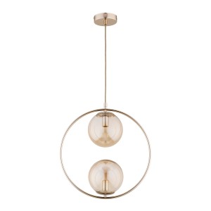 Adino lampa wisząca 2xE14 antyczne złoto/bursztynowy 62436