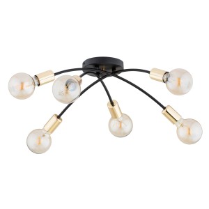 Lensi Mix lampa sufitowa 6xE27 czarna/złota 63229