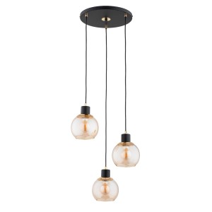 Derro lampa wisząca 3xE27 czarna/złota 62415