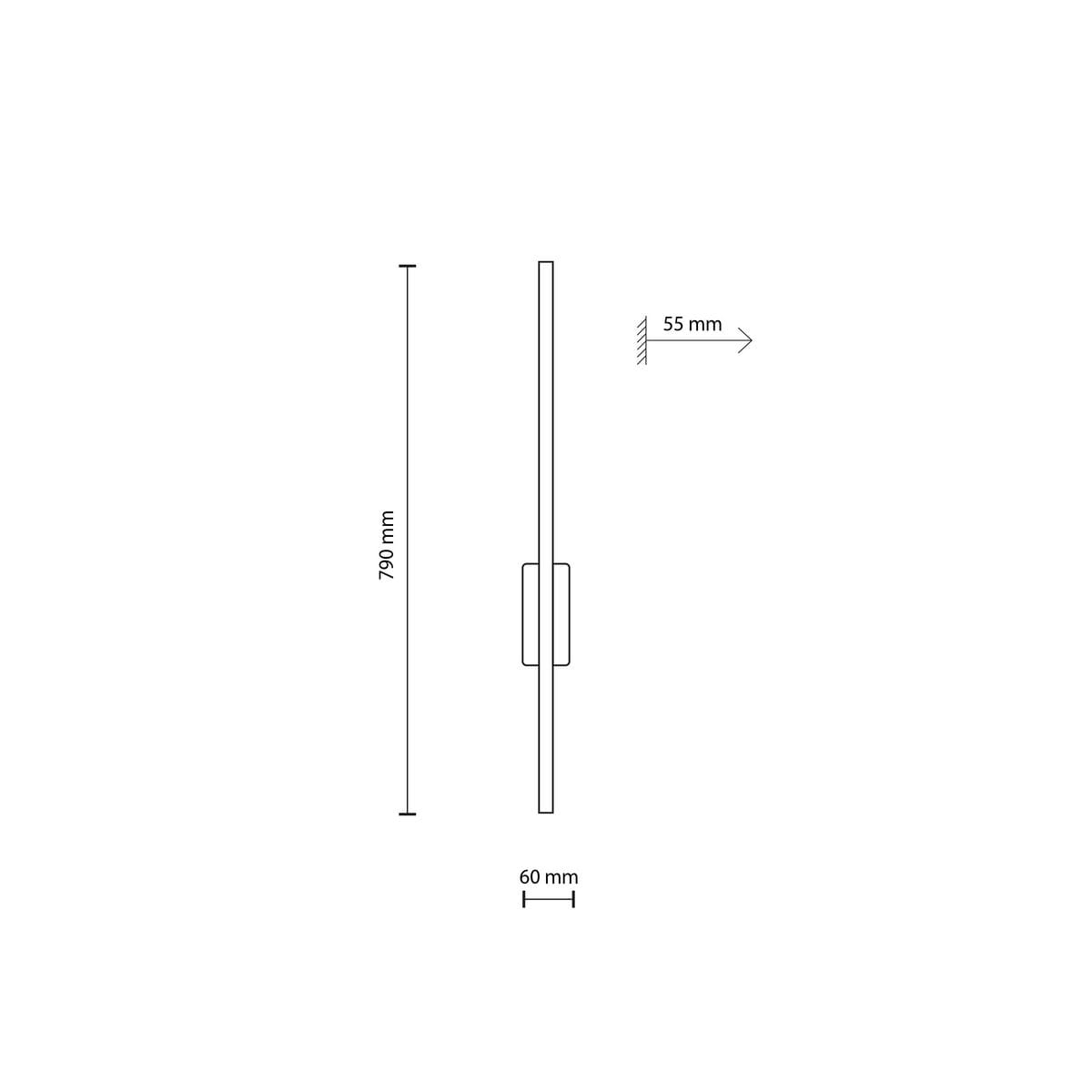 Kinkiet Flash 1xLED/12W w kolorze czarnym. Wymiary: wysokość 790 mm, szerokość 60 mm, głębokość 55 mm. Prosta, prostokątna konstrukcja, montowany na ścianie, idealny do nowoczesnych wnętrz.