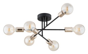 Estena lampa sufitowa 6xE27 czarna/stare złoto 63255