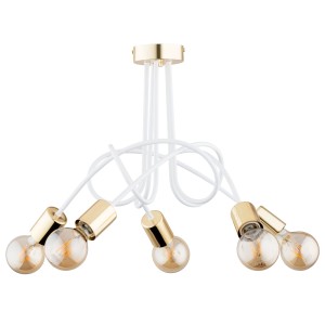 Tango lampa wisząca 5xE27 biała/złota 63211
