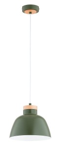 Lorien lampa wisząca 1xE27 ciemna zieleń/drewno 61356