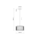 Lampa wisząca Harmony z oprawą w kolorze czarnym i brązowym, o średnicy 400 mm i wysokości 1650 mm. Wyposażona w gniazdo E27, z metalową siatką w geometrycznym wzorze, zawieszona na cienkim przewodzie.