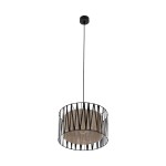 Lampa wisząca Harmony 1xE27 w kolorze czarnym z brązowym abażurem. Otwarta konstrukcja z metalowymi elementami tworzy nowoczesny wygląd. Zawieszona na cienkim kablu, idealna do aranżacji wnętrz.