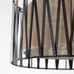 Lampa wisząca Harmony 1xE27 w kolorze czarnym i brązowym, z metalową siatką oraz dekoracyjnym abażurem w naturalnym odcieniu. Ujęcie zbliżeniowe, prezentujące detal konstrukcji i fakturę materiału.