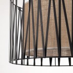 Lampa wisząca Harmony 3xE27 w kolorze czarnym z brązowym abażurem, o geometrycznej konstrukcji z metalowymi prętami i tekstylnym wykończeniem, widoczna z boku, podkreślająca nowoczesny styl.