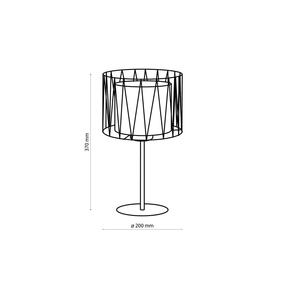 Lampka stołowa Harmony w kolorze czarnym i brązowym z kloszem w formie siatki. Wymiary: wysokość 370 mm, średnica podstawy 200 mm. Stojąca konstrukcja, przeznaczona do żarówki E27.