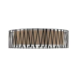 Lampa sufitowa Harmony D72 z czarną metalową osłoną w kształcie okręgu, z brązowym abażurem wewnętrznym. Posiada cztery gniazda E27. Ujęcie z boku, pokazujące detal konstrukcji i materiałów.