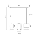 Lampa wisząca Juta 3xE27 w kolorze czarnym i brązowym, z trzema cylindrycznymi kloszami o średnicach 150 mm i 220 mm. Wymiary: długość 700 mm, wysokość 1200 mm, zawieszenie na przewodach. Prosty, industrialny design idealny do nowoczesnych wnętrz.