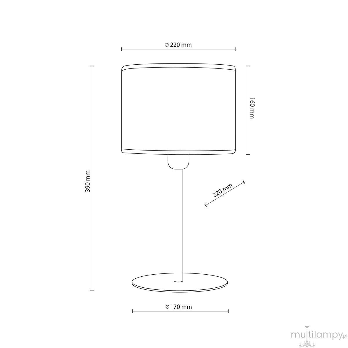 Lampka stołowa Juta w kolorze czarnym i brązowym z abażurem o średnicy 220 mm, wysokości 160 mm. Metalowa podstawa o średnicy 170 mm, całkowita wysokość 390 mm. Przeznaczona na żarówkę E27.