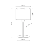 Lampka stołowa Juta w kolorze czarnym i brązowym z abażurem o średnicy 220 mm, wysokości 160 mm. Metalowa podstawa o średnicy 170 mm, całkowita wysokość 390 mm. Przeznaczona na żarówkę E27.