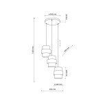 Lampa wisząca Calisto 3xE27 w kolorze czarnym i brązowym. Trzy cylindryczne klosze zawieszone na cienkich linkach, z metalowym mocowaniem. Wymiary: średnica 300 mm, wysokość 1450 mm. Idealna do nowoczesnych wnętrz.
