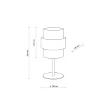 Lampka stołowa Calisto 1xE27 w kolorze czarnym i brązowym, o wysokości 380 mm i średnicy podstawy 200 mm. Cylindryczny klosz z dwoma warstwami, umieszczony na cienkiej nodze, prezentujący nowoczesny design.