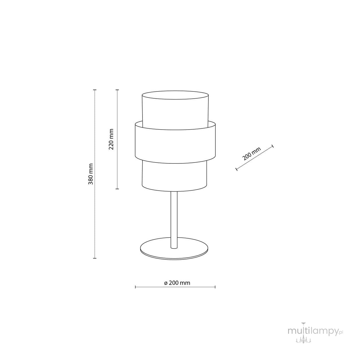 Lampka stołowa Calisto w kolorze czarnym, o wysokości 380 mm i średnicy podstawy 200 mm. Posiada cylindryczny klosz złożony z dwóch części, z widocznym uchwytem na żarówkę E27. Prosta, nowoczesna forma.
