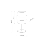 Lampka stołowa Calisto w kolorze czarnym, o wysokości 380 mm i średnicy podstawy 200 mm. Posiada cylindryczny klosz złożony z dwóch części, z widocznym uchwytem na żarówkę E27. Prosta, nowoczesna forma.