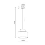 Lampa wisząca Duo D38 z brązowym kloszem i jutowym wykończeniem, o średnicy 380 mm i wysokości 1700 mm. Zawieszona na cienkim przewodzie, z okrągłym mocowaniem o średnicy 100 mm. Idealna do nowoczesnych wnętrz.