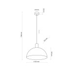 Brązowa lampa wisząca Oslo z jednym gniazdem E27. Kształt półkulisty z średnicą 335 mm i wysokością 165 mm, zawieszona na przewodzie o długości 1700 mm. Górna część z uchwytem o średnicy 80 mm. Prosty, nowoczesny design.