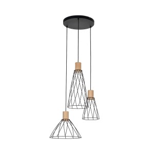 Modesto lampa wisząca 3xGU10 czarna/jasne drewno 10188