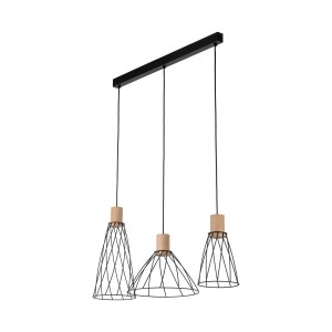 Modesto lampa wisząca 3xGU10 czarna/jasne drewno 10158