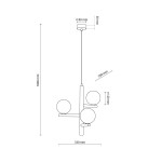 Lampa wisząca Estera 3xG9 w kolorze brązowym z ciemnego drewna. Posiada trzy okrągłe klosze o średnicy 120 mm, zawieszona na cienkim kablu o długości 1000 mm. Wymiary podstawy: 80 mm. Stworzona do nowoczesnych wnętrz.