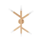 Lampa sufitowa Noble 6xG9 w jasnym drewnie, z sześcioma ramionami zakończonymi matowymi kloszami. Ujęcie z góry, ukazujące nowoczesny design i naturalny materiał. Montaż do sufitu, idealna do wnętrz minimalistycznych.
