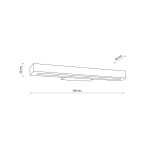 Kinkiet Teo w kolorze ciemnego drewna, z jedną diodą LED o mocy 8W. Prosty, prostokątny kształt, wymiar 460 mm x 80 mm x 40 mm. Montowany na ścianie, idealny do nowoczesnych wnętrz.