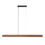 Lampa wisząca Teo z 1xLED/13W, w czarnej metalowej obudowie, z drewnianym, ciemnym kloszem w formie długiego prostokąta. Zawieszona na cienkim przewodzie, zapewnia nowoczesne oświetlenie. Idealna do minimalistycznych wnętrz.