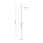 Kinkiet Flash L z jedną diodą LED o mocy 24W, w kolorze czarnym z elementami ciemnego drewna. Wymiary: wysokość 1080 mm, szerokość 60 mm, grubość 55 mm. Prosty, smukły design, montowany pionowo na ścianie.