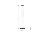 Lannion lampa wisząca z trzema źródłami LED, o mocy 19W, w kolorze czarnym i złotym. Wymiary: 1200 mm wysokości, 600 mm szerokości, 55 mm głębokości. Zawieszona na cienkich linkach, minimalistyczny design.
