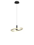 Lampa wisząca Brest z jedną diodą LED 19W, w kolorze czarnym i złotym. Okrągła, metalowa konstrukcja z czarnym uchwytem, zwisająca na cienkim przewodzie. Prosty design, idealna do nowoczesnych wnętrz.