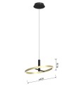 Lampa wisząca Brest 1xLED/19W w kolorze czarnym i złotym, o średnicy 420 mm i wysokości 170 mm. Produkt zawieszony na czarnym przewodzie, z okrągłym złotym pierścieniem jako głównym źródłem światła.