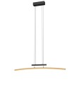 Lampa wisząca Bologna 1xLED/27W w kolorze czarnym z drewnianym akcentem. Posiada prostą, zakrzywioną formę oraz metalowy stelaż zawieszony na regulowanych linkach. Oświetlenie idealne do nowoczesnych wnętrz.