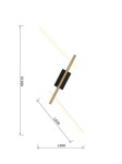 Czarna lampa sufitowa Rimini z trzema źródłami LED, o wymiarach 600 mm długości i 200 mm wysokości. Posiada minimalistyczny design z drewnianym akcentem, montowana na suficie. Idealna do nowoczesnych wnętrz.