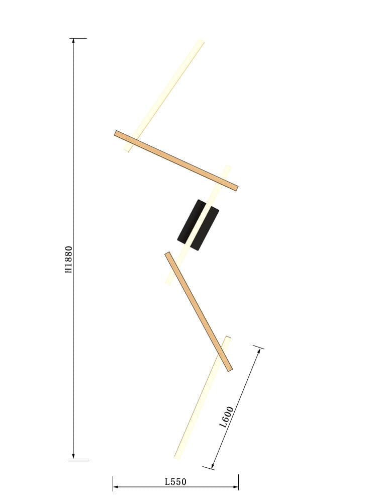 Lampa sufitowa Rimini z pięcioma źródłami LED, 57W, w kolorze czarnym (7021-506). Wymiary: 880 mm wysokości, 600 mm długości, 550 mm szerokości.