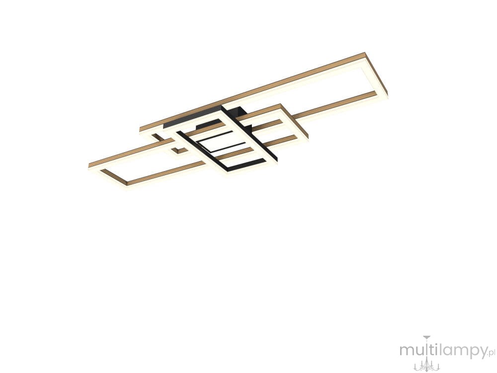 Czarna lampa sufitowa Matera 4xLED/57W z geometrycznym wzorem, składająca się z kilku prostokątnych ram, zamontowana na suficie. Lampa ma nowoczesny design, idealna do oświetlenia wnętrz.