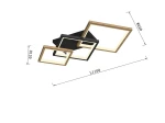 Lampa sufitowa Matera 3xLED/37W w kolorze czarnym z elementami w kolorze drewna. Ułożona w ciekawą formę z trzema ramkami o wymiarach 1100 mm długości, 620 mm szerokości i 120 mm wysokości, montowana do sufitu.